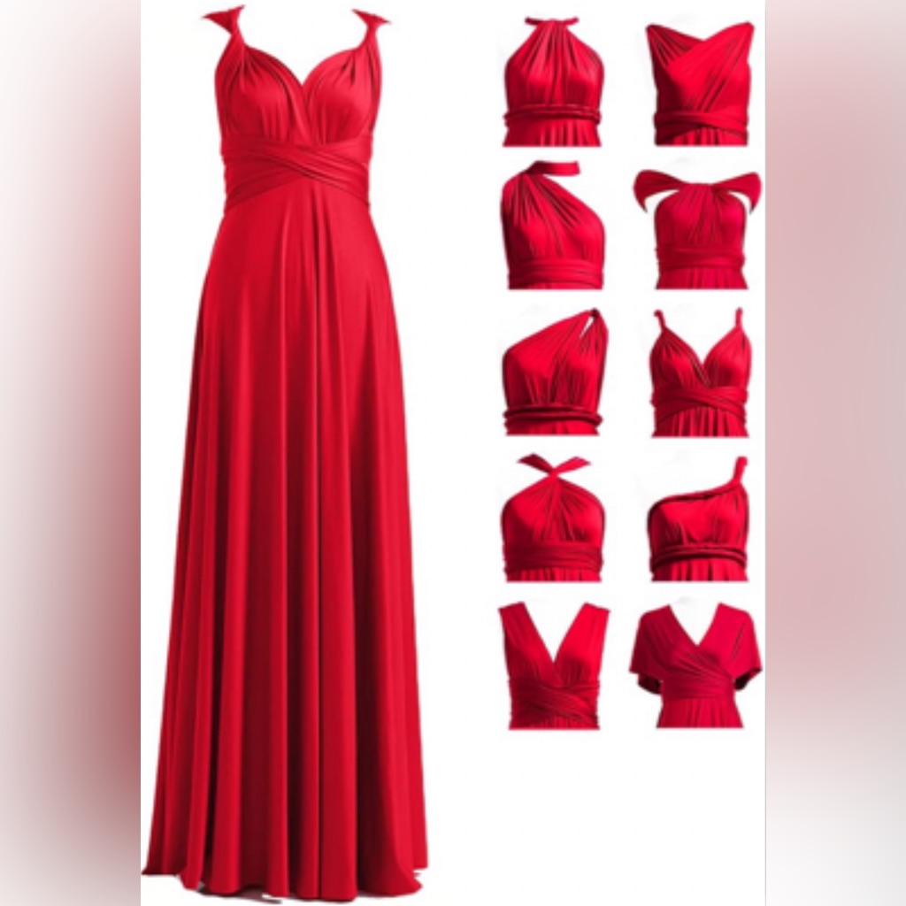 Convertible Red Evening Dress - Versatile Formal Gown